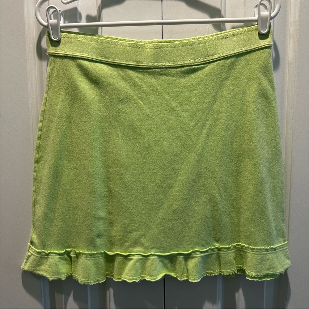 Fresh Produce Lime Green Ruffle Cotton Mini Skirt M